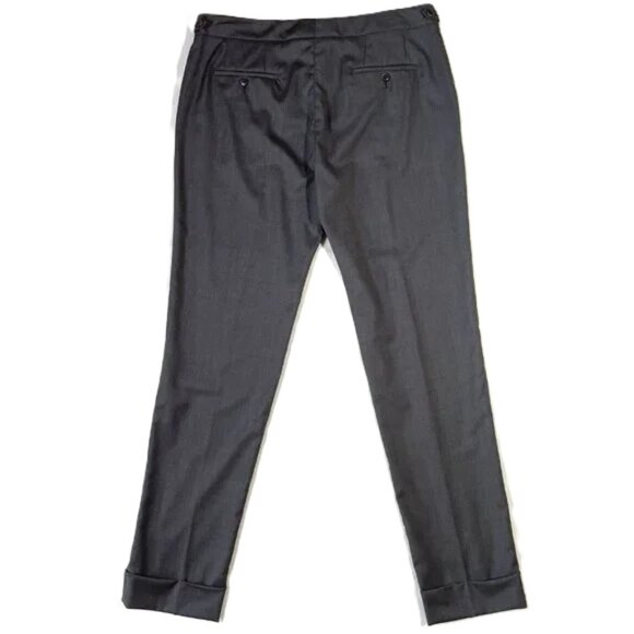 Incotex Wool Pants Gray Straight Leg Cuffs Military Inspired Size 12 - Picture 4 of 16